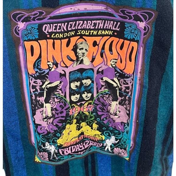 Pink Floyd Plaid Flannel Shirt Shacket XL Oversize Unique Concert Poster Western - Picture 2 of 7